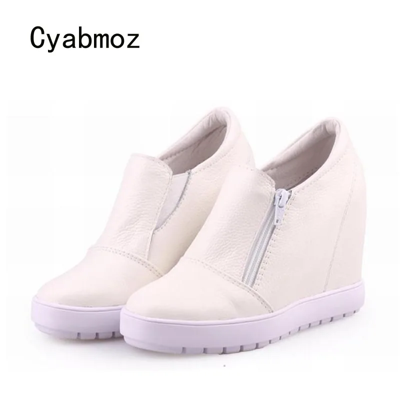 

Cyabmoz Women Shoes Woman High heels Genuine leather Height increasing Platform Wedge Ladies Casual Zapatillas Zapatos mujer