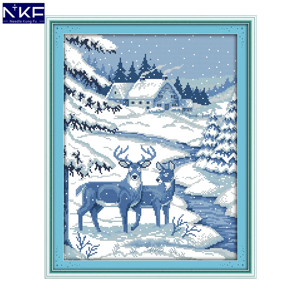 NKF Two Snow Deer Animal Pattern Handmade Craft Needlework Cross Stitch Embroidery Kit Cross Stitch for Home Decor
NKF Two Snow Deer Animal Pattern Handmade Craft Needlework Cross Stitch Embroidery Kit Cross Stitch for Home Decor