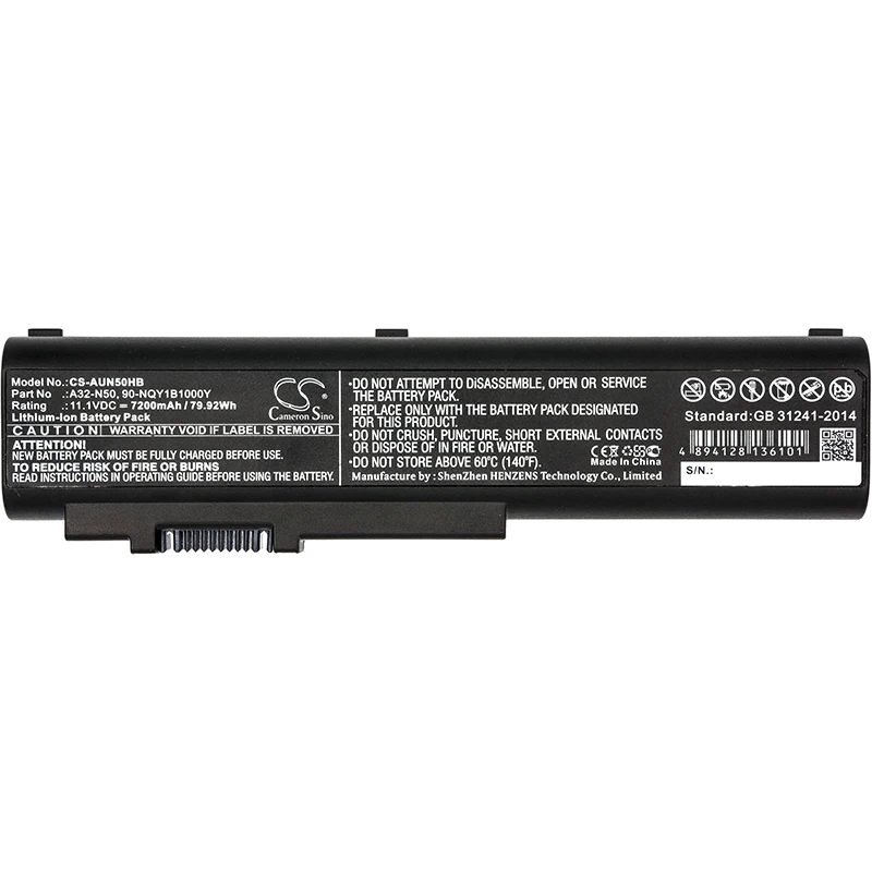 Cameron Sino 7200mAh Battery For Asus N50,N50A,N50E,N50F,N50T,N50TA,N50TP,N50TR,N50V,N50VA,N50VC,N50VF,N50VG,N50VM,N50VN,N51
Cameron Sino 7200mAh Battery For Asus N50,N50A,N50E,N50F,N50T,N50TA,N50TP,N50TR,N50V,N50VA,N50VC,N50VF,N50VG,N50VM,N50VN,N51