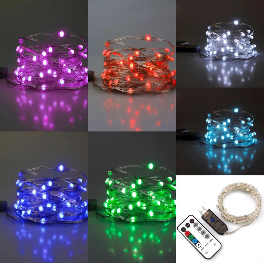 IP67 беспроводной пульт дистанционного управления USB RGB медные струнные огни