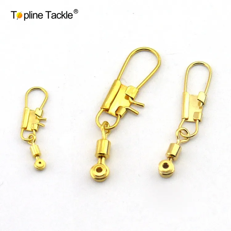 200Pcs/Lot gold brass head swivel with snap Lure Connector small size Brand Steel Alloy Fishing Tools | Спорт и развлечения