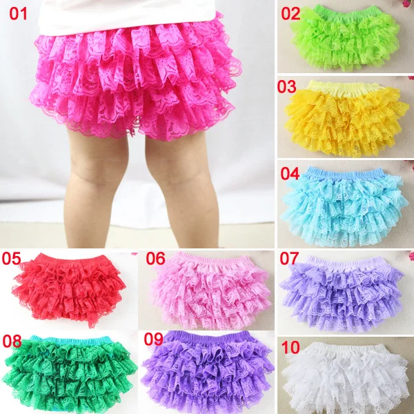 

Colorful Baby Girls Boys Lace Shorts Infant Posh Petti Ruffles Bloomer Kids Cotton Diaper Covers Climb Underwear 3Size 24pcs/lot