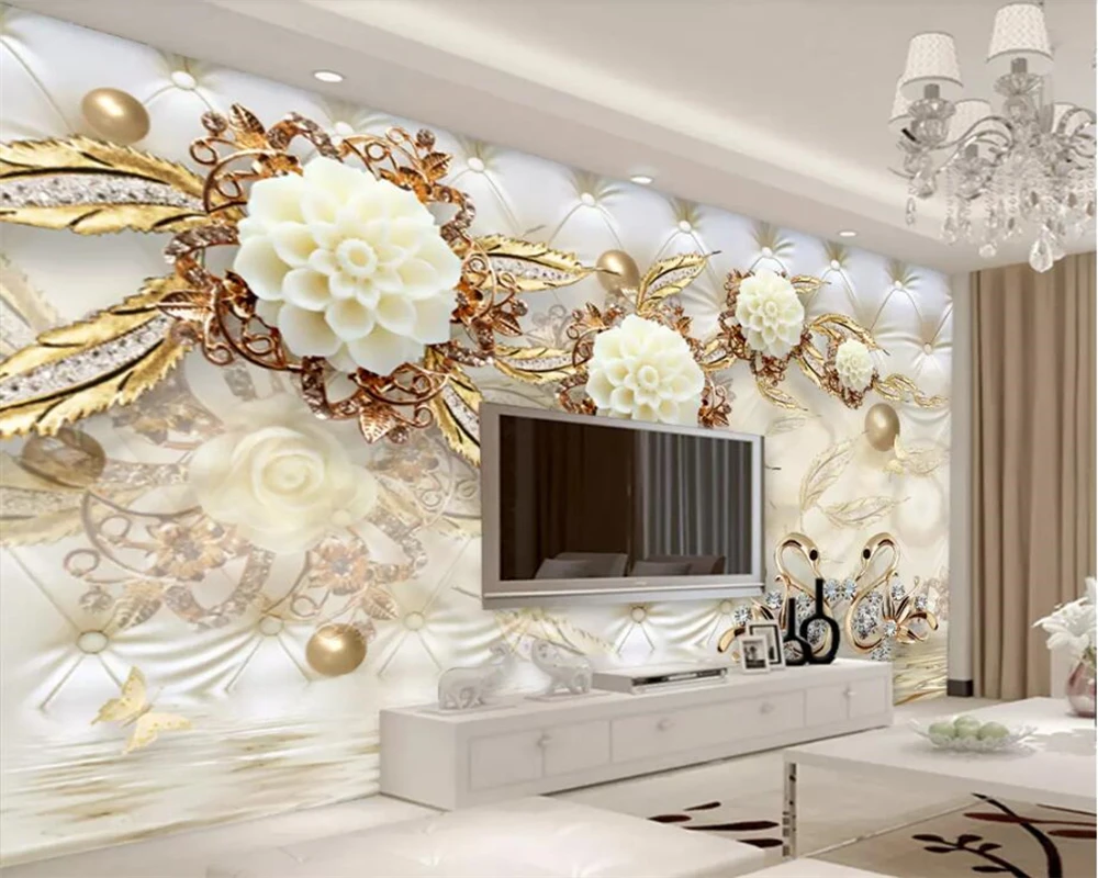 beibehang Custom 3d wallpaper mural living room bedroom 3d luxury golden white flowers soft bag ball jewelry mural
beibehang Custom 3d wallpaper mural living room bedroom 3d luxury golden white flowers soft bag ball jewelry mural