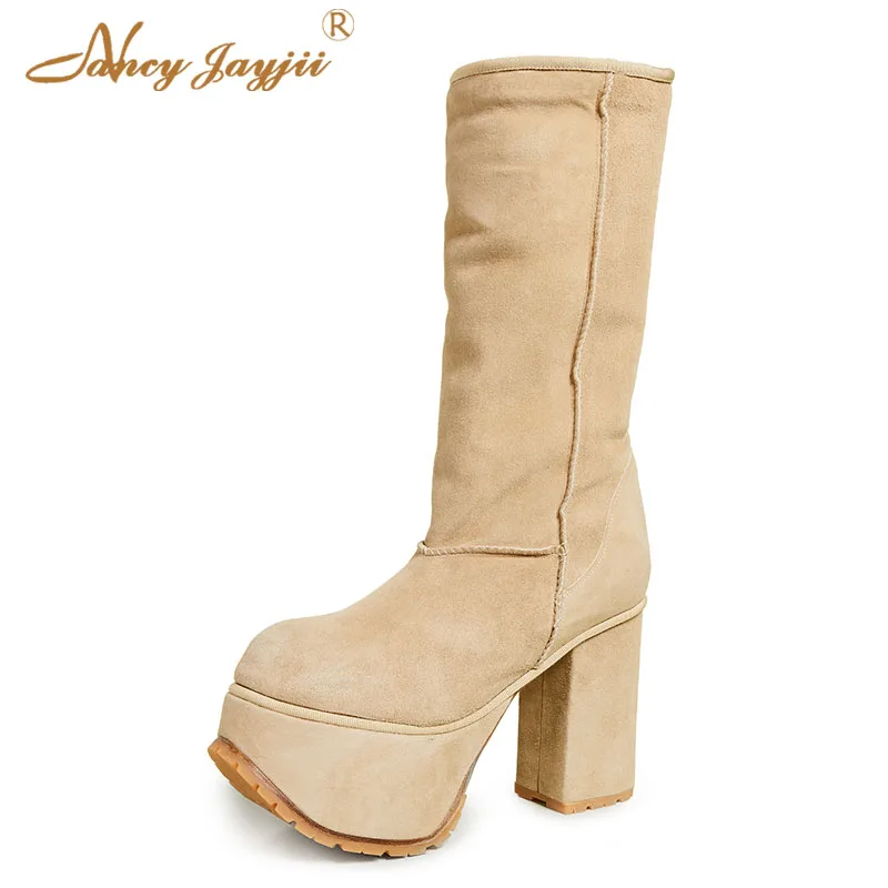2021 Winter Apricot Women Boots Mid-calf Ladies Bootie Platform Block Heel Fleeces Flock Warm Super High Chunky Heels Size 45 41
2021 Winter Apricot Women Boots Mid-calf Ladies Bootie Platform Block Heel Fleeces Flock Warm Super High Chunky Heels Size 45 41