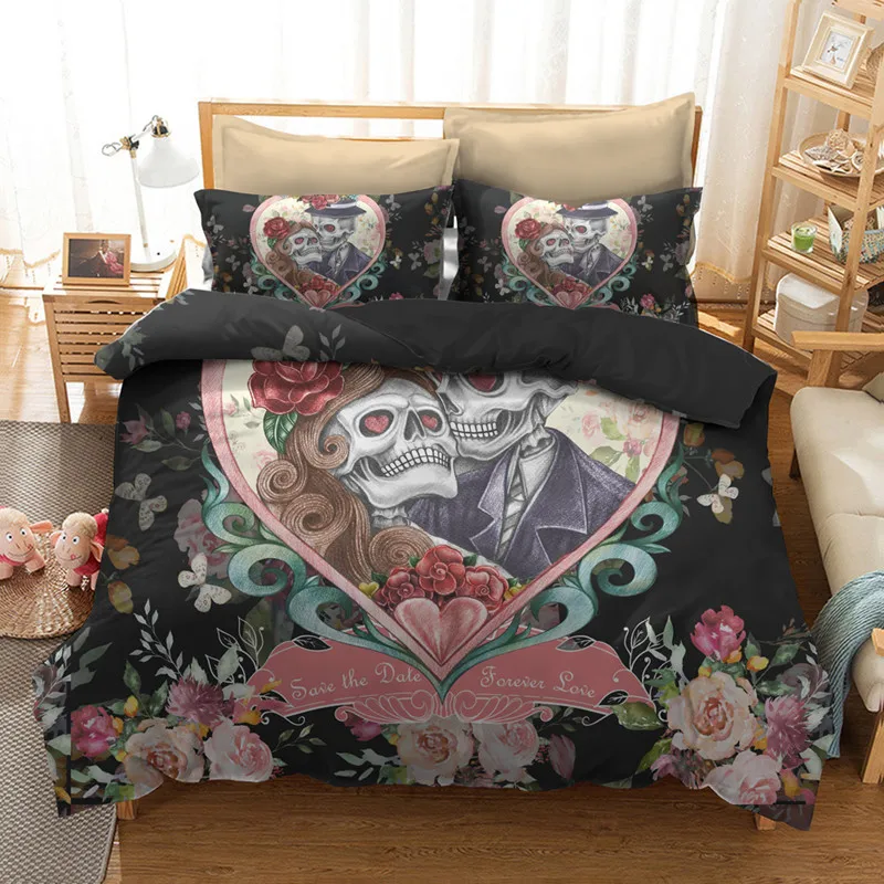 Yi chu xin 3d flower couple skull duvet and bedding sets king size black duvet cover set with pillowcase Bedclothes bedline
Yi chu xin 3d flower couple skull duvet and bedding sets king size black duvet cover set with pillowcase Bedclothes bedline