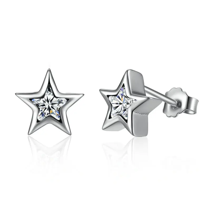 BK Starshine, Clear CZ 925 Sterling Silver Star Push-back Women Stud-Earrings Jewelry Brincos Pendientes Mujer
BK Starshine, Clear CZ 925 Sterling Silver Star Push-back Women Stud-Earrings Jewelry Brincos Pendientes Mujer