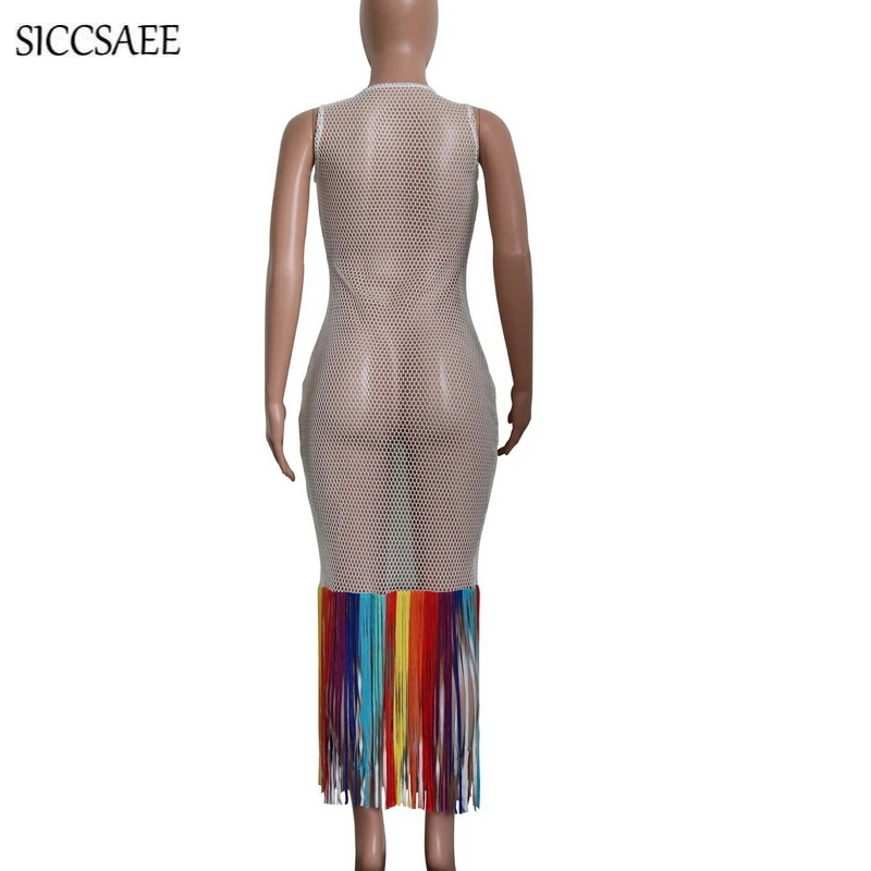 Rainbow Beach Style Tassles Maxi Dresses Long Tank Crochet Sheer Fishnet See Through Sexy Bohemian Mesh Vestidos Largos Summer
Rainbow Beach Style Tassles Maxi Dresses Long Tank Crochet Sheer Fishnet See Through Sexy Bohemian Mesh Vestidos Largos Summer