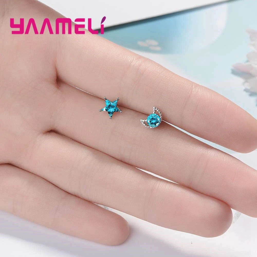Star & Moon Design Stud Earrings And Blue CZ Crystal for Women Wedding Bohemian Summer Beach Jewelry Brincos
Star & Moon Design Stud Earrings And Blue CZ Crystal for Women Wedding Bohemian Summer Beach Jewelry Brincos