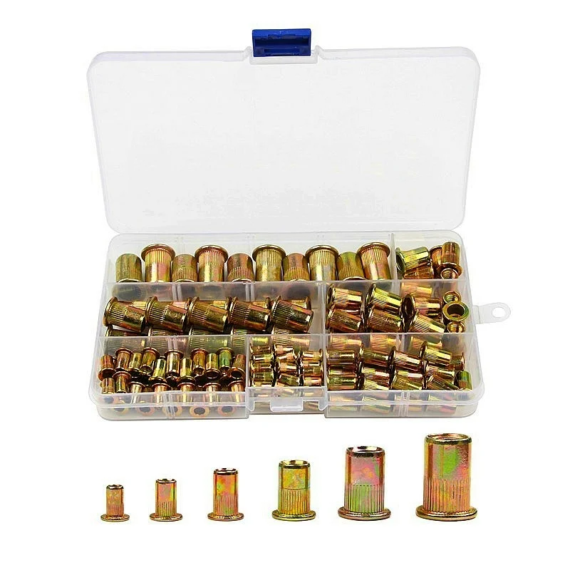 150PCS Carbon steel Rivet Nuts M3 M4 M6 M8 M10 Flat Head Rivet Nuts Set Nuts Insert Riveting Set
150PCS Carbon steel Rivet Nuts M3 M4 M6 M8 M10 Flat Head Rivet Nuts Set Nuts Insert Riveting Set