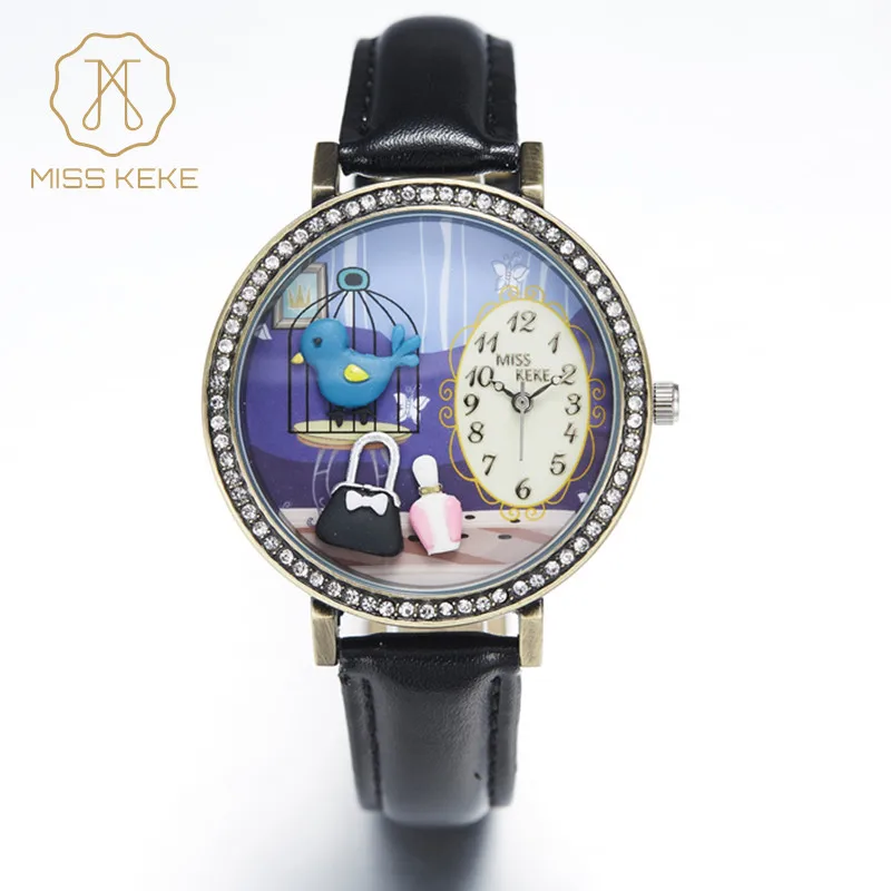 Фото Часы Miss Keke женские в стиле ретро с объемной глиной 1011|wristwatch|wristwatch womenwristwatch vintage |