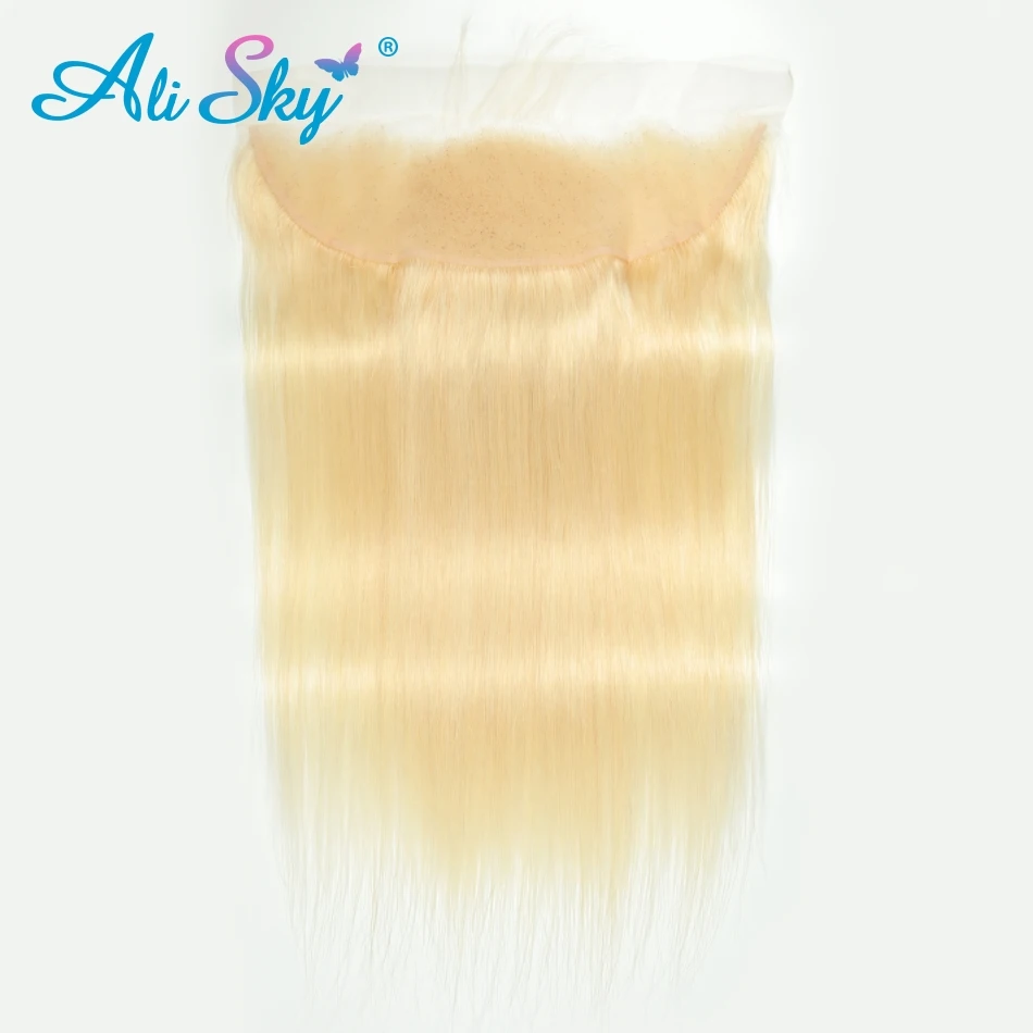 Ali Sky бразильские прямые волосы 13*4 100% человеческие на сетке 613 светлые для