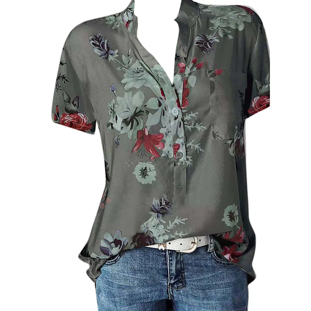 V Neck Blouse Women Printing Pocket Plus Size Short Sleeve Blouse Easy Top Women Cloth Roupas Feminina Casual Clothes
V Neck Blouse Women Printing Pocket Plus Size Short Sleeve Blouse Easy Top Women Cloth Roupas Feminina Casual Clothes