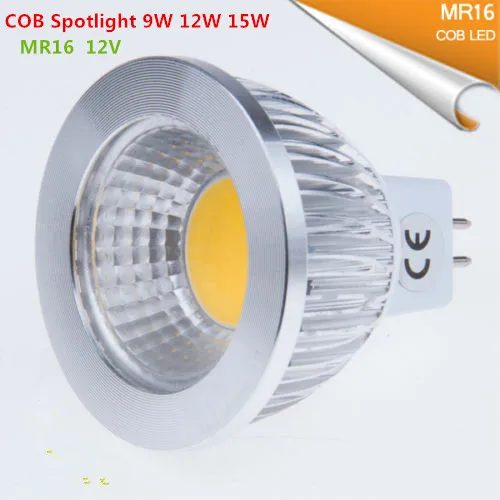 

New High Power Lampada Led MR16 GU5.3 COB 9w 12w 15w Dimmable Led Cob Spotlight Warm Cool White MR16 12V Bulb Lamp GU 5.3 220V