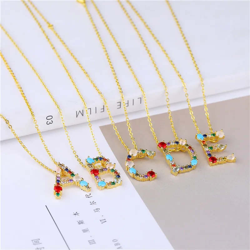 JUWANG Vintage Clavicle Chain Chokers Necklaces Jewelry Multicolor Cubic Zirconia 26 Alphabet Letter Pendant Necklace For Women
JUWANG Vintage Clavicle Chain Chokers Necklaces Jewelry Multicolor Cubic Zirconia 26 Alphabet Letter Pendant Necklace For Women