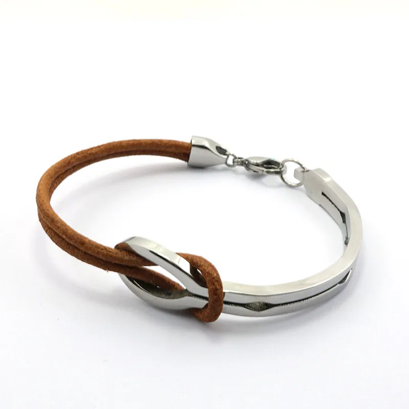3 Color High Quality Leather Bracelets for Men's Birthday Gift Fashion Stainless Steel Clasp Male Men Bracelet | Украшения и