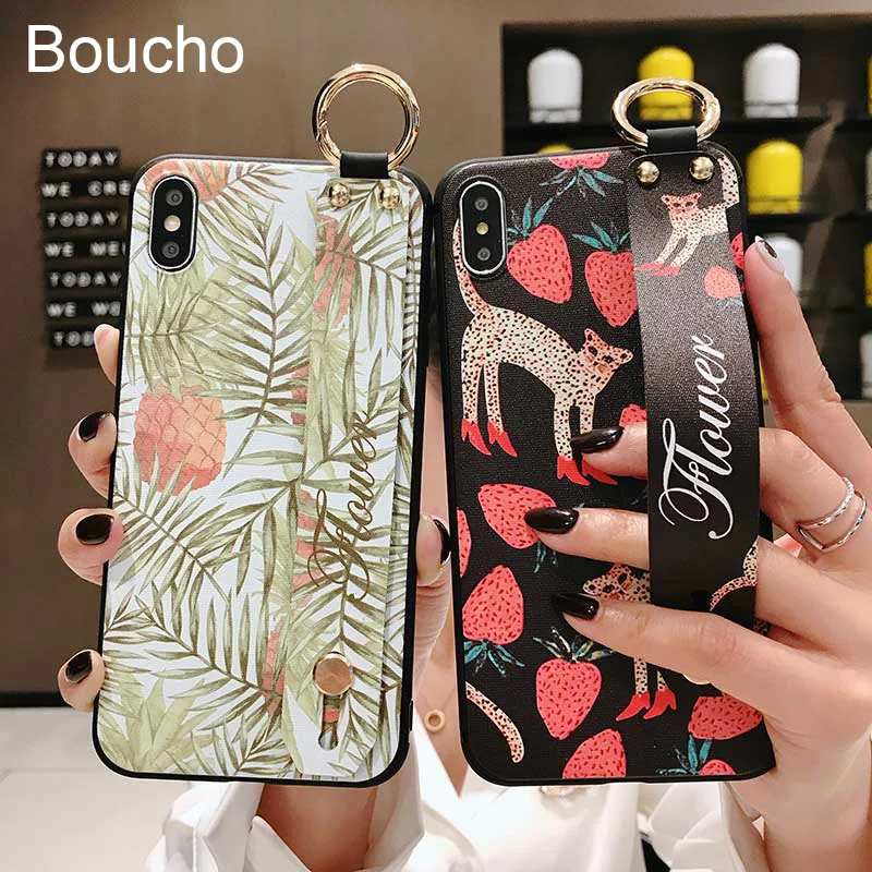 Чехлы Boucho с ремешком на запястье для телефонов iPhone XS Max X XR 6 6S 7 8 Plus 11 pro max чехол