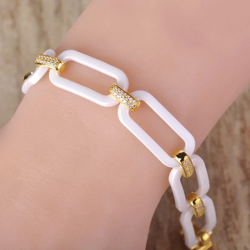 MECHOSEN керамические браслеты для женщин белый/черный фарфор Bileklik золотой цвет