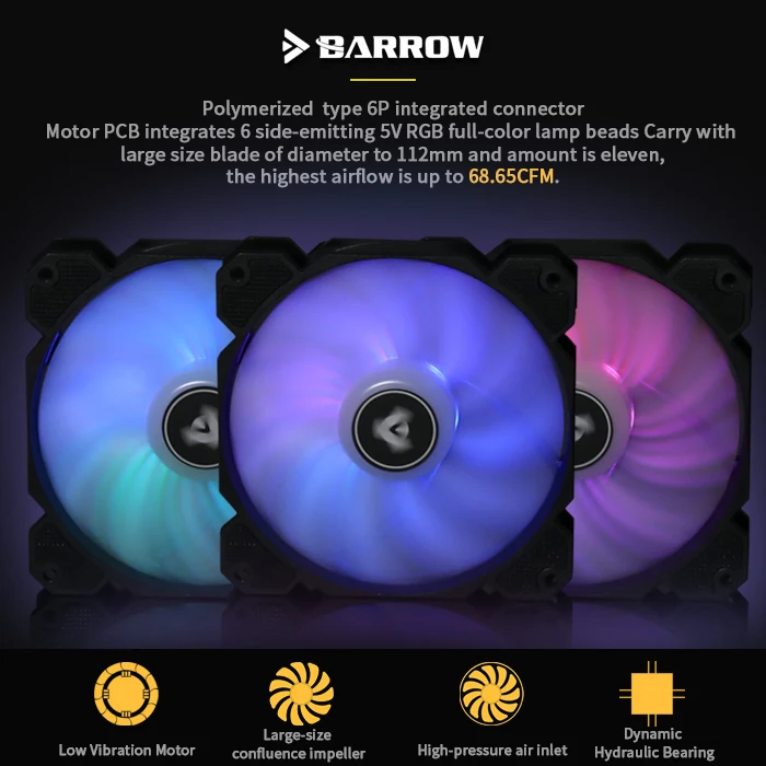 Barrow BF04-PR, PWM Fans, LRC 2.0 5V, 6pin Interface, Light/Speed Integrated Radiator Fans, Need To Work With Controller
Barrow BF04-PR, PWM Fans, LRC 2.0 5V, 6pin Interface, Light/Speed Integrated Radiator Fans, Need To Work With Controller
