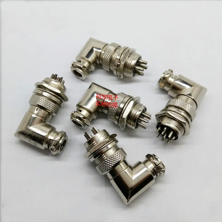 

good quality elbow right angle Aerospace Plug GX16 2 3 4 5 6 7 8 9 10 Core Pins Connector opening 16mm Aviation plug