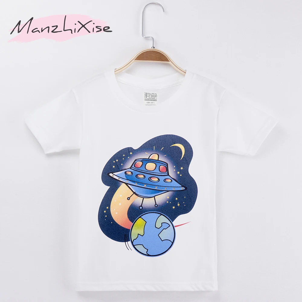 2019 Children T-shirt Space Craft Spaceship UFO Design 100% Cotton Child Shirt Boys Short T Shirts Kids Baby Clothes Girl Tops
2019 Children T-shirt Space Craft Spaceship UFO Design 100% Cotton Child Shirt Boys Short T Shirts Kids Baby Clothes Girl Tops