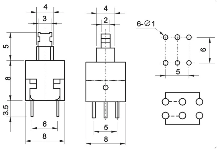 30 шт./без блокировки переключатель 6 Pin 8*8 мм без тактовый 8X8 | Обустройство дома
