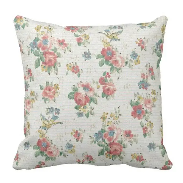 

Shabby Chic Home Decorative Cushion Cover Throw Pillow Case Elegant Floral Flowers Pattern Pillows Sham Vintage Room Decor 18"