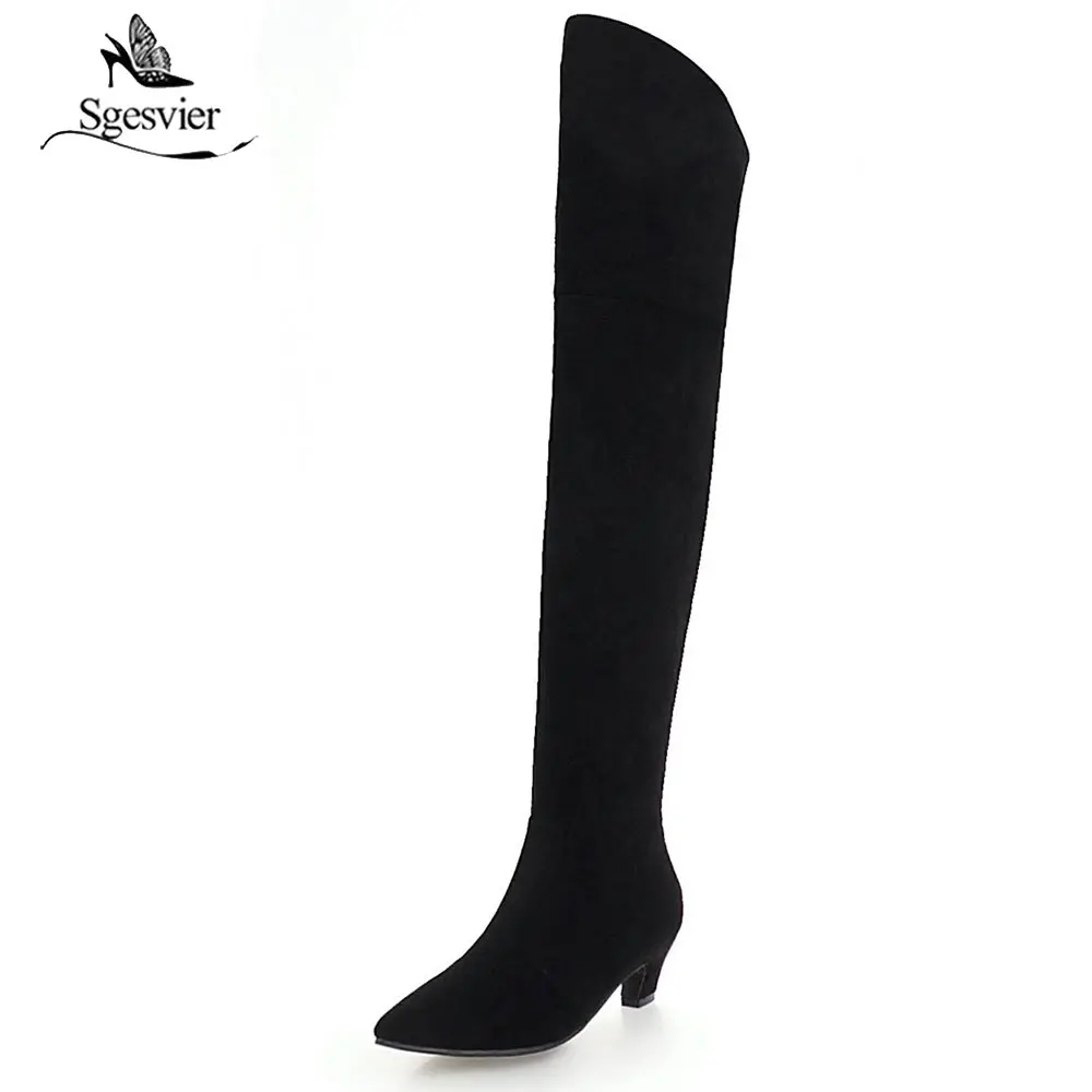 Sgesvier black fashion over the knee boots women pointed toe med heels zipper boots flock thigh high boots big size 34-48 OX965
Sgesvier black fashion over the knee boots women pointed toe med heels zipper boots flock thigh high boots big size 34-48 OX965