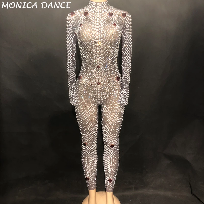 Women Sexy Stage Bling Jumpsuit Net Yarn Full Of Glass Sparkling Crystals Pearls Bodysuit Nightclub Party Stage Wear
Women Sexy Stage Bling Jumpsuit Net Yarn Full Of Glass Sparkling Crystals Pearls Bodysuit Nightclub Party Stage Wear
