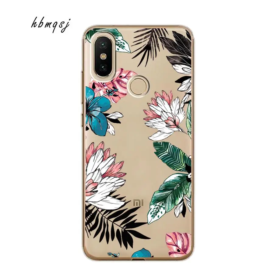 Silicone for xiaomi mi a2 lite redmi 6 pro case 5.84 inch love flowers feathers christmas lights phone back cover |