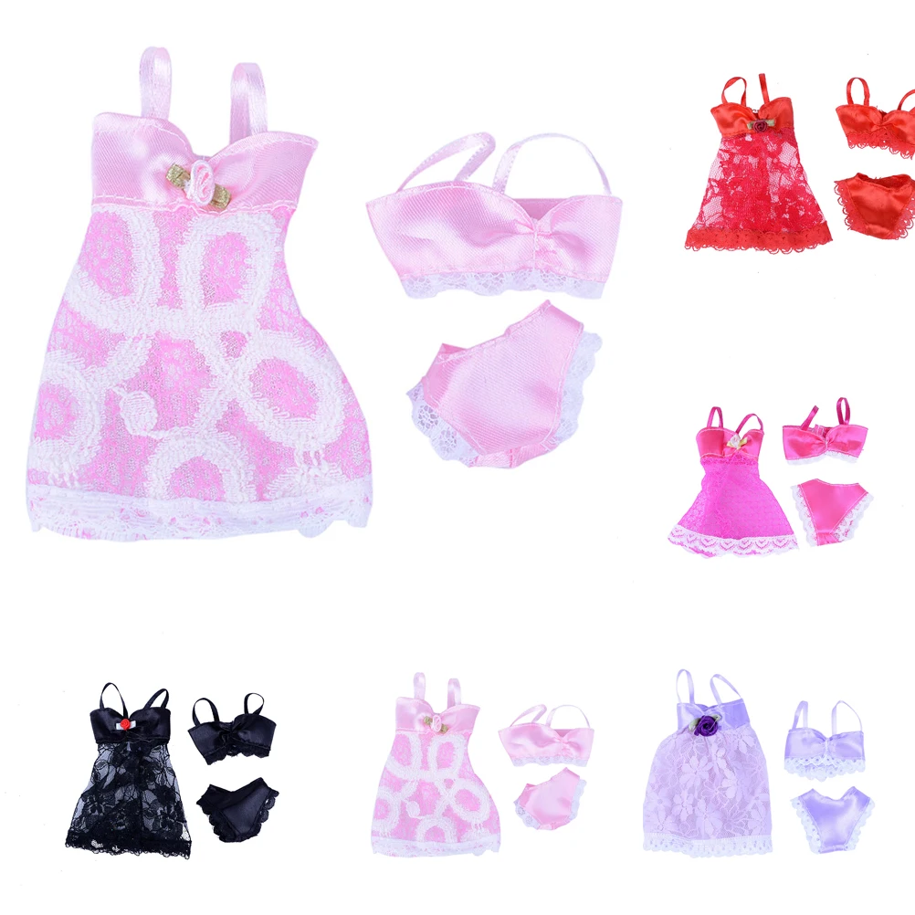 1 Set=3pcs( Dress + Bra + Underwear ) Sexy swimwear Lace Night dress For Doll Pajamas Lingerie clothes Dolls Accessories
1 Set=3pcs( Dress + Bra + Underwear ) Sexy swimwear Lace Night dress For Doll Pajamas Lingerie clothes Dolls Accessories