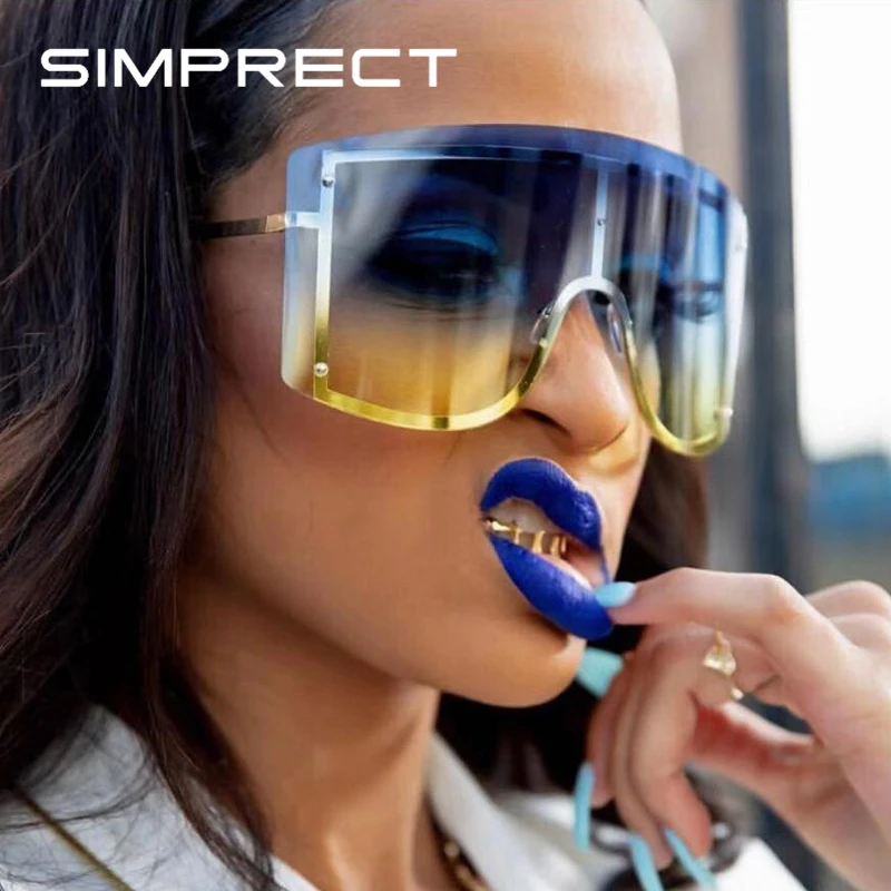 SIMPRECT 2021 негабаритные солнцезащитные очки без оправы женские модные роскошные