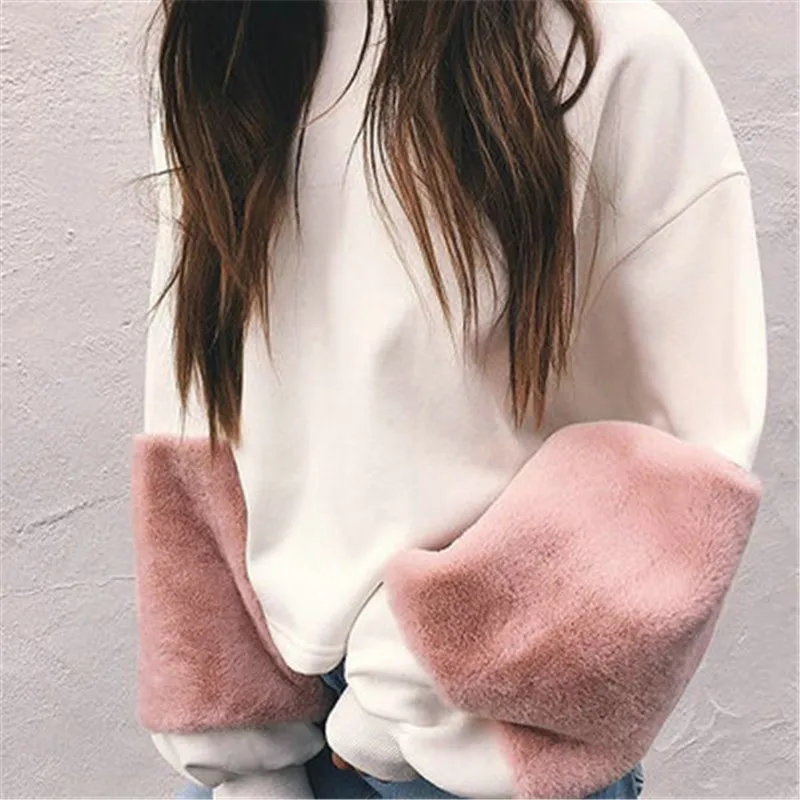 2021 Faux Fur Hoodies Sweatshirt Oversize White Sweatshirt Fashion Women Jumper Spring Patchwork Long Sleeve Pullover Sweatshirt
2021 Faux Fur Hoodies Sweatshirt Oversize White Sweatshirt Fashion Women Jumper Spring Patchwork Long Sleeve Pullover Sweatshirt