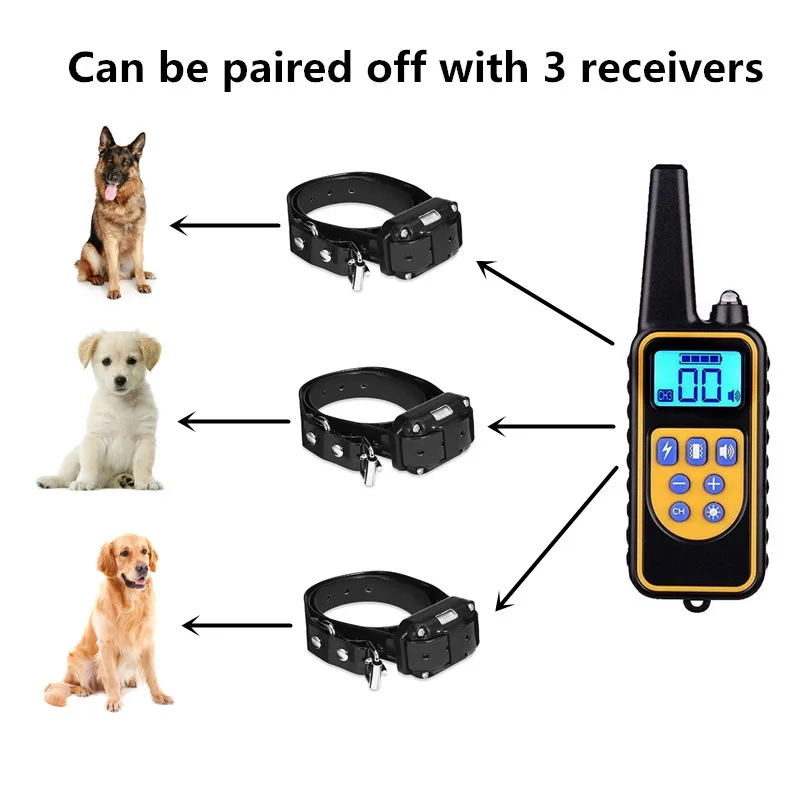 800m Waterproof Dog Training Collar Rechargeable LCD Display Remote Control Pet Dog Shock Collar Equipment For Small Large Dogs
800m Waterproof Dog Training Collar Rechargeable LCD Display Remote Control Pet Dog Shock Collar Equipment For Small Large Dogs