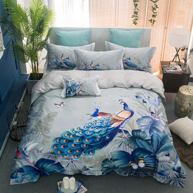Luxury peacock 100S Egyptian cotton digital printing Bedding sets Queen King anima Duvet cover Bed sheet set Pillowcases 4pcs
Luxury peacock 100S Egyptian cotton digital printing Bedding sets Queen King anima Duvet cover Bed sheet set Pillowcases 4pcs