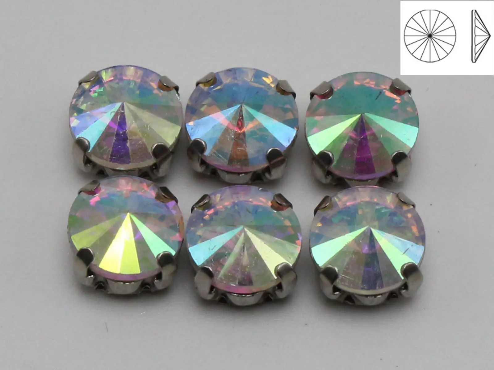 20 Silver Colour Clear AB Crystal Round Rivoli Rhinestones Glass Rose Montees 10mm
20 Silver Colour Clear AB Crystal Round Rivoli Rhinestones Glass Rose Montees 10mm