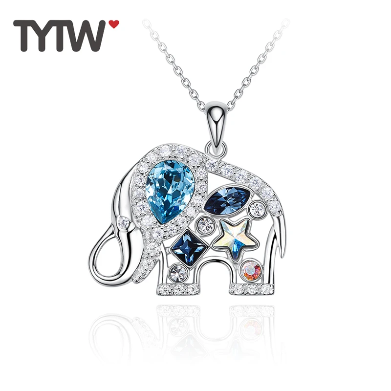 Женское Ожерелье чокер из серебра 925 пробы с кристаллами|elephant pendant necklace|choker