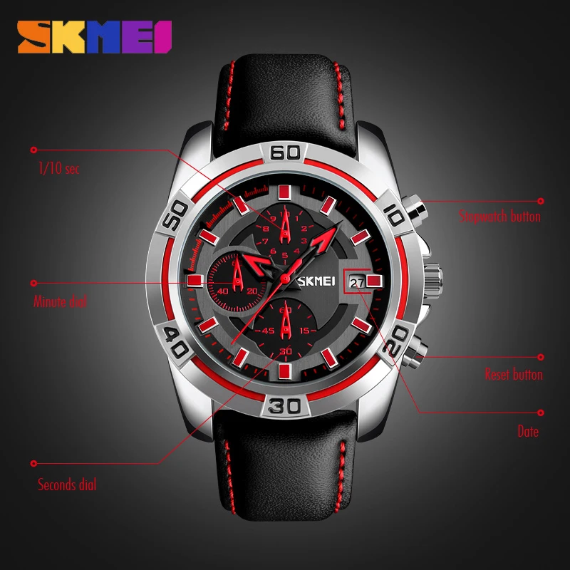 SKMEI Sports Men Watch Top Luxury Brand Military Leather Watch Men Wrist 30M Waterproof Date Quartz Wrist Watch montre homme
SKMEI Sports Men Watch Top Luxury Brand Military Leather Watch Men Wrist 30M Waterproof Date Quartz Wrist Watch montre homme