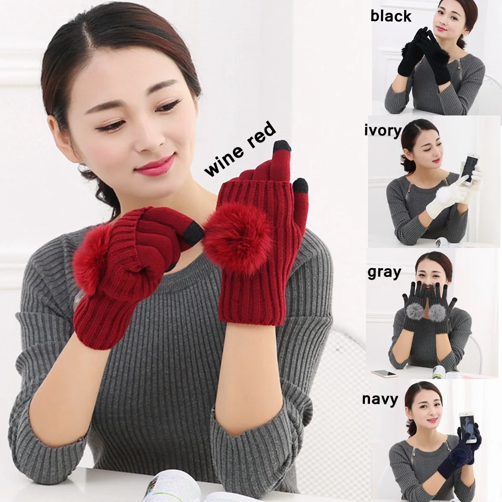 CHSDCSI Fashion Winter Gloves Womens Warm Pompoms Fur Ball Fingerless Glove Touchscreen Wrist Mittens Knit Wool Red Gloves
CHSDCSI Fashion Winter Gloves Womens Warm Pompoms Fur Ball Fingerless Glove Touchscreen Wrist Mittens Knit Wool Red Gloves