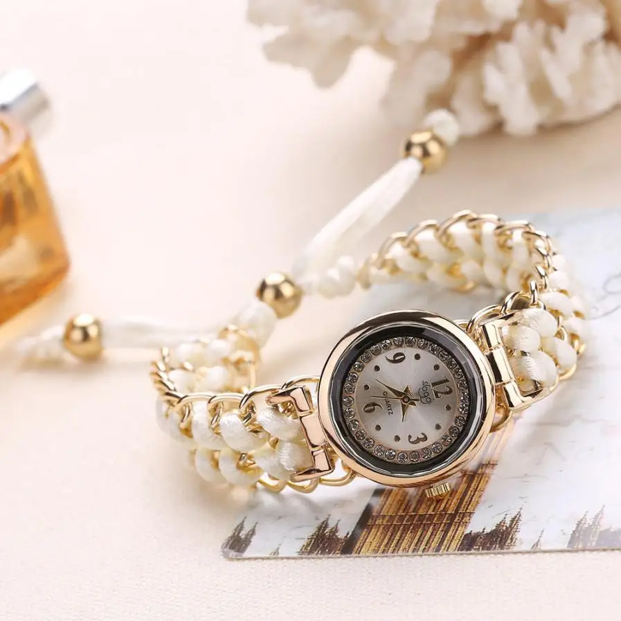 Women Watches Fashion Lady Knitting Rope Chain Winding Rhinestone Dial Bracelet Quartz Wrist Watch relogio feminino Clock #C
Women Watches Fashion Lady Knitting Rope Chain Winding Rhinestone Dial Bracelet Quartz Wrist Watch relogio feminino Clock #C