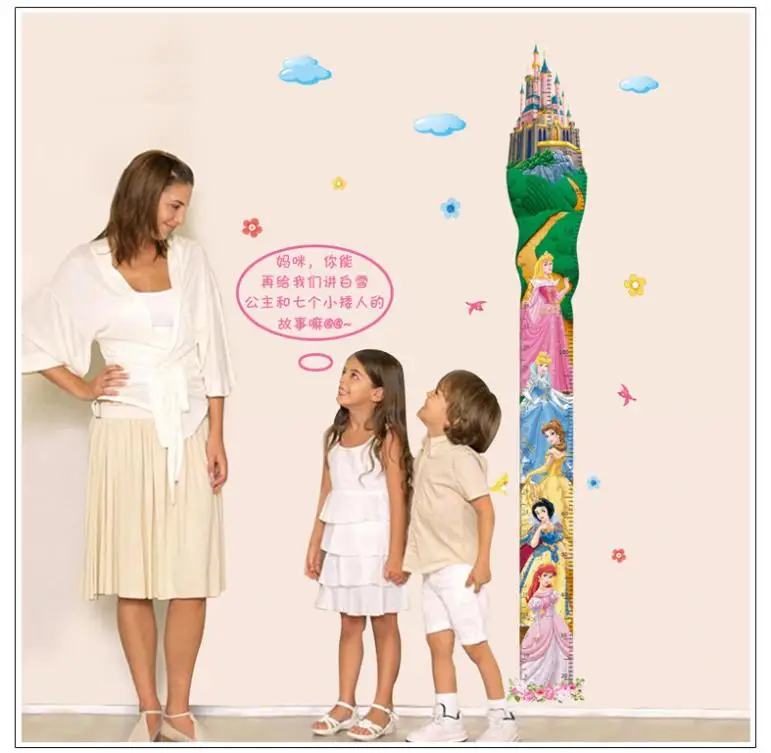 New creative 3d Height Measure fairy tale princess For Kids Room ZY7091 Cartoon DIY Decoration Wall Stickers home decor | Дом и сад