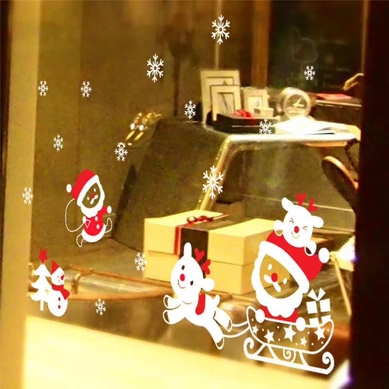 Рождественский снеговик съемные домашние виниловые наклейки на стену декорация