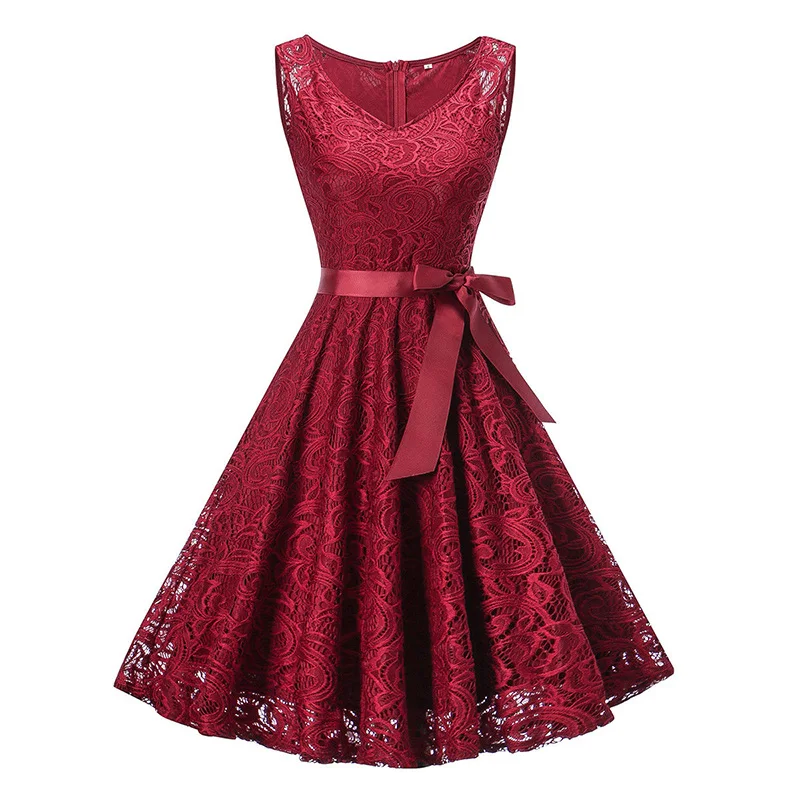 Floral Lace Elegant Party Pleated Vintage Dress 2022 Women Sleeveless V-Neck Sexy Dresses Robe Retro 50s Summer Big Swing Dress
Floral Lace Elegant Party Pleated Vintage Dress 2022 Women Sleeveless V-Neck Sexy Dresses Robe Retro 50s Summer Big Swing Dress