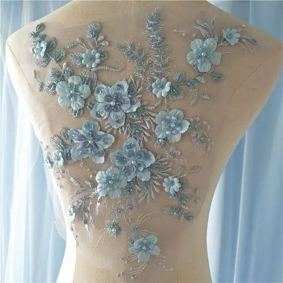 8pieces Light Blue Heavy Bead Lace Applique 3D Lace Applique With Pearls Deluxe 3d Flower Applique
8pieces Light Blue Heavy Bead Lace Applique 3D Lace Applique With Pearls Deluxe 3d Flower Applique