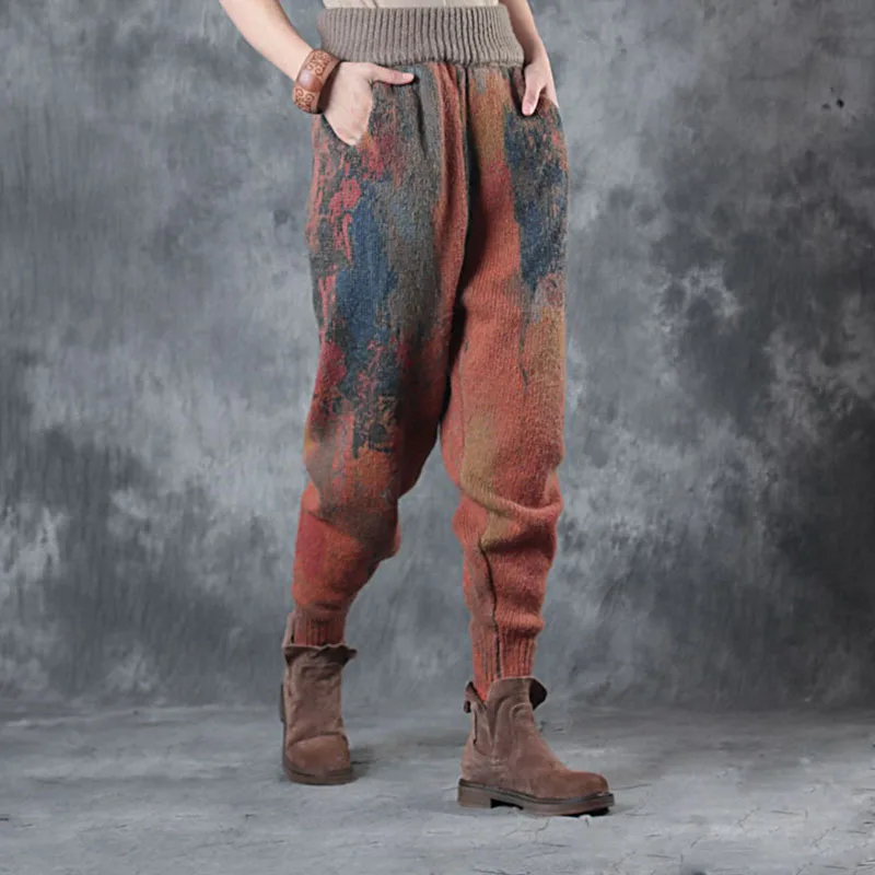 Women Warm Wool Pants 2018 Winter New Elastic Waist Quality Pockets Print Floral Vintage Trouser Women Knit Harem Straight Pants
Women Warm Wool Pants 2018 Winter New Elastic Waist Quality Pockets Print Floral Vintage Trouser Women Knit Harem Straight Pants