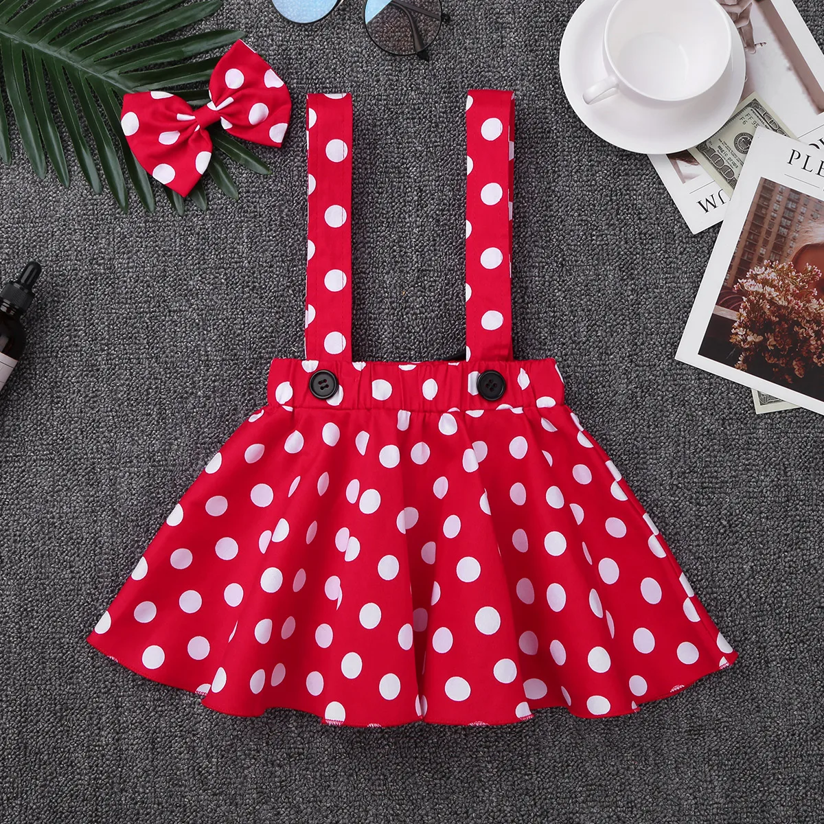 Милая Красная юбка в горошек для маленьких девочек Праздничная костюмированной