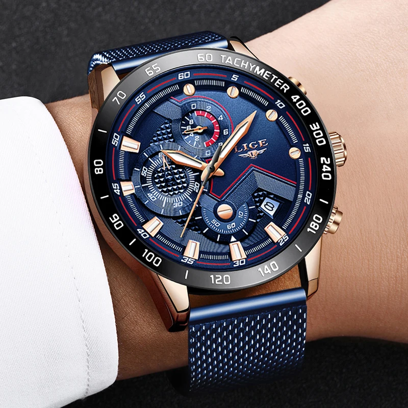LIGE New Men Watch Mesh Steel Army Military Chronograph Sports Watches Mens Top Brand Luxury Waterproof Clock Relogio Masculino
LIGE New Men Watch Mesh Steel Army Military Chronograph Sports Watches Mens Top Brand Luxury Waterproof Clock Relogio Masculino