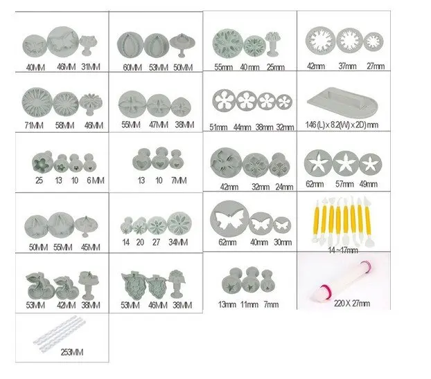 68Pcs Fondant Cake Decorating Sugarcraft Plunger Cutter Tools Mold Mould Cookies
68Pcs Fondant Cake Decorating Sugarcraft Plunger Cutter Tools Mold Mould Cookies