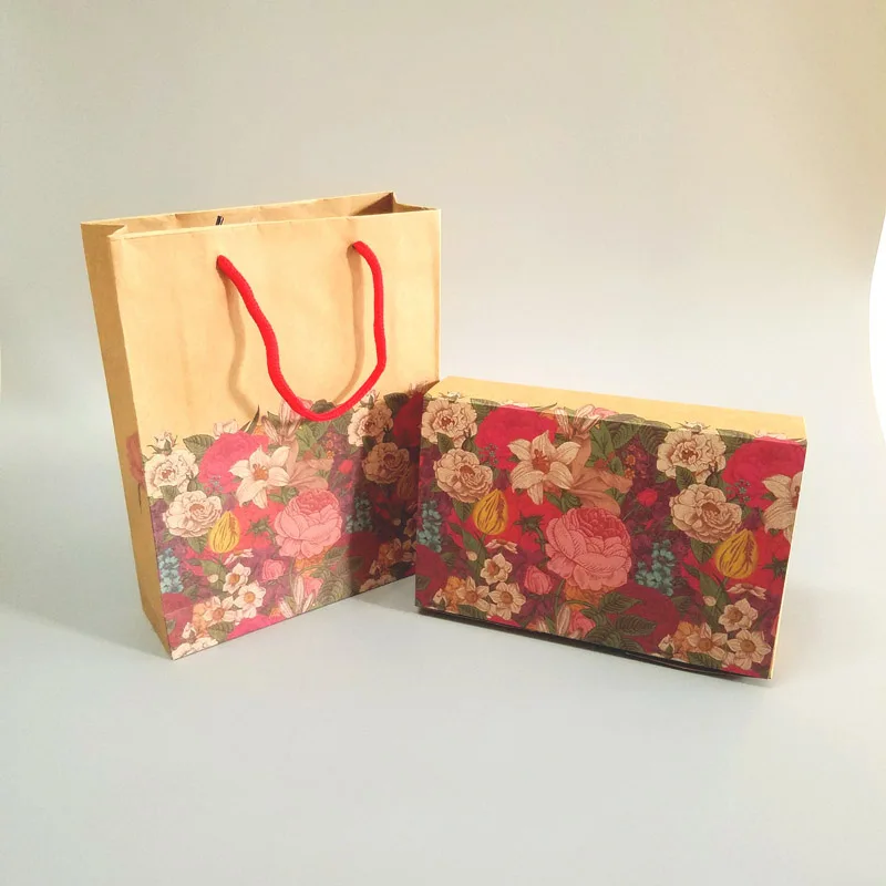 20 комплектов коробки для кексов цветы крафт бумажный мешок с ручкой мусс чашка
