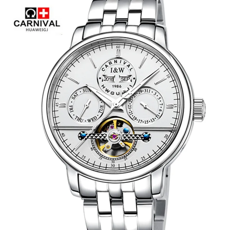 Carnival tourbillon Men Top Brand Automatic Mechanical Watches Luxury genuine leather Waterproof Watch full steel montre homme
Carnival tourbillon Men Top Brand Automatic Mechanical Watches Luxury genuine leather Waterproof Watch full steel montre homme