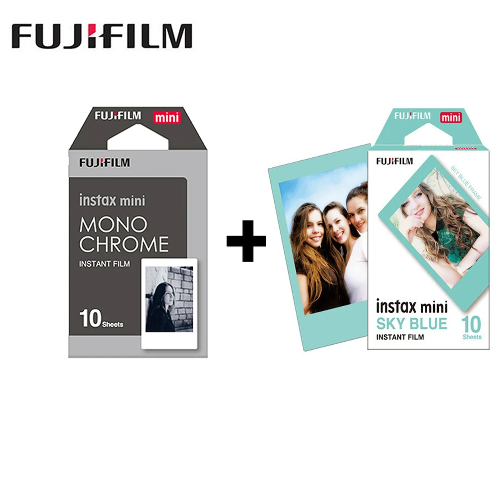 Монохромная пленка Fujifilm Instax Mini + синяя рамка 2 упаковки для Polaroid 8 7s 7 50s 50i 90 25 dw Share